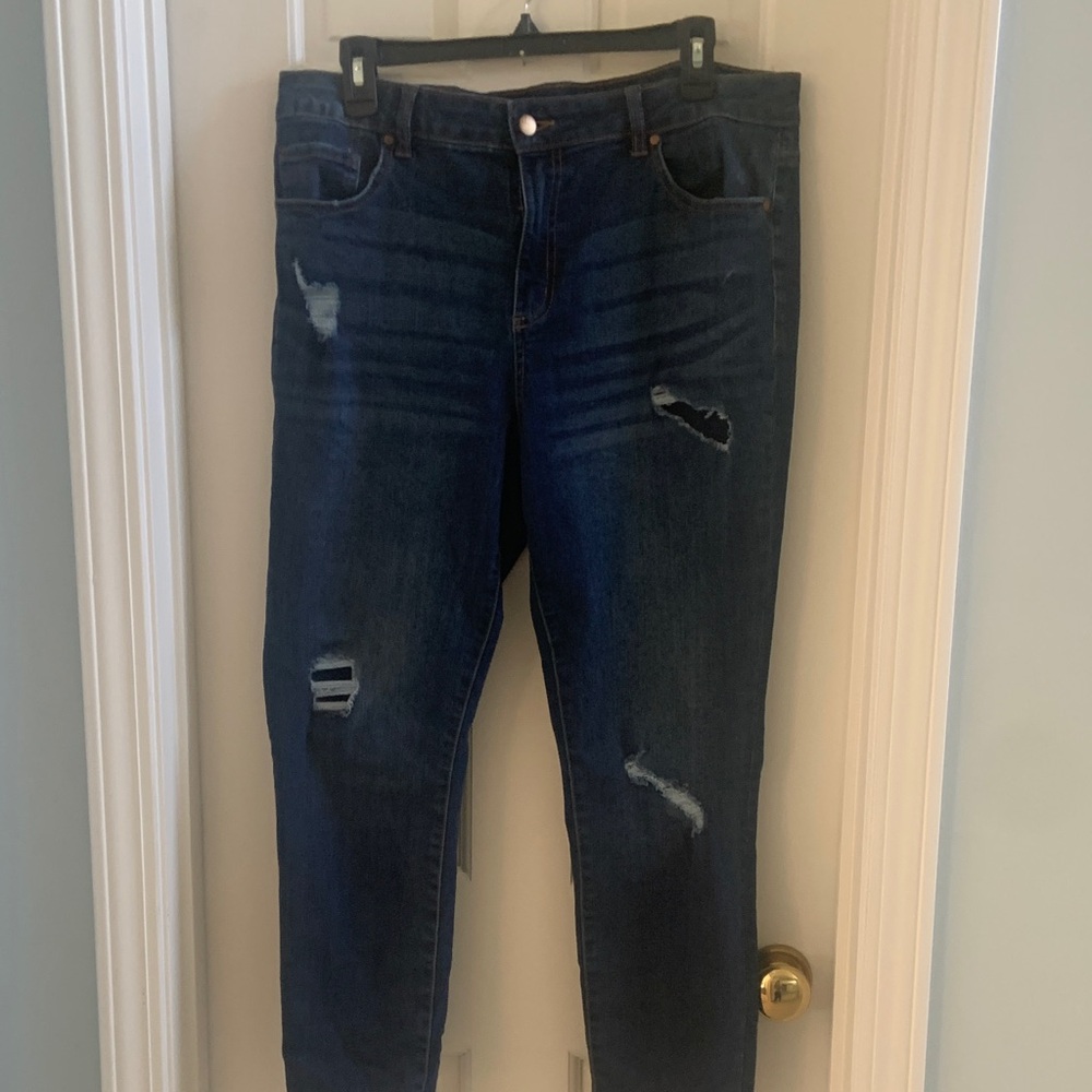 d. jeans Women's Dark Blue Distressed Skinny Jeans